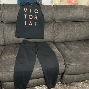 Victoria's Secret Black Joggers and Tank Set